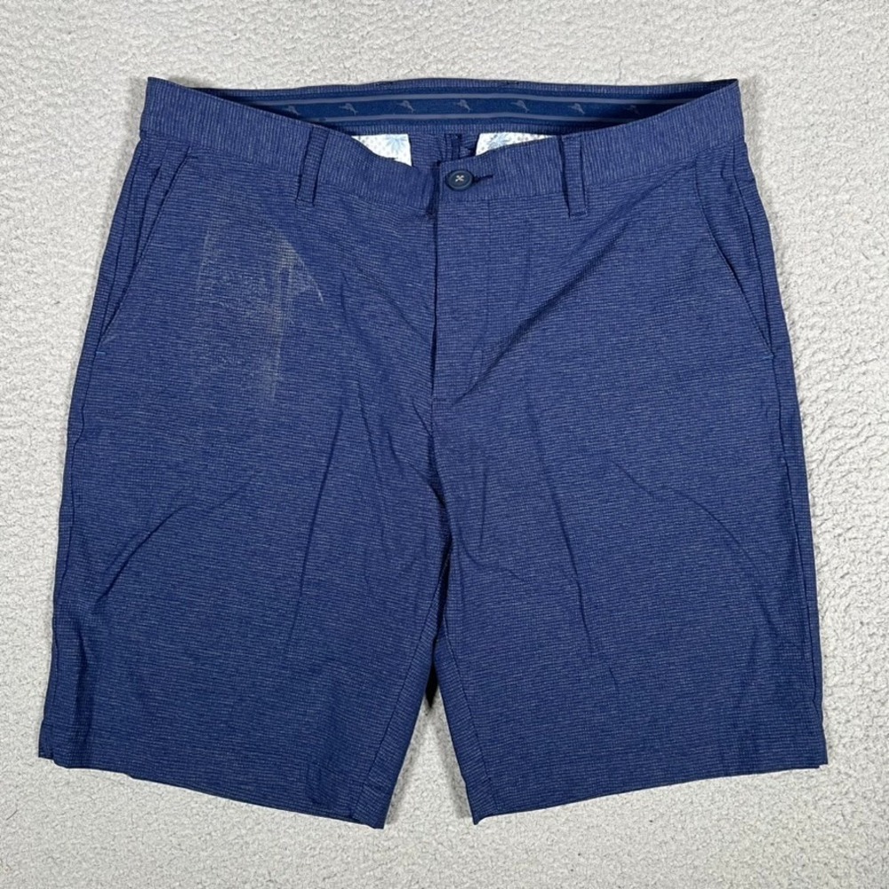 Tommy Bahama Shorts Mens 34 Blue Golf 9" Golf Hybrid Nylon Blend Grip Waist Logo